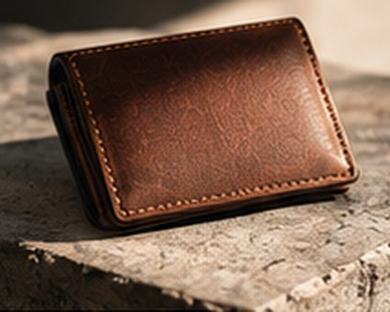 Kada-Bulsa wallet resting on a stone ledge